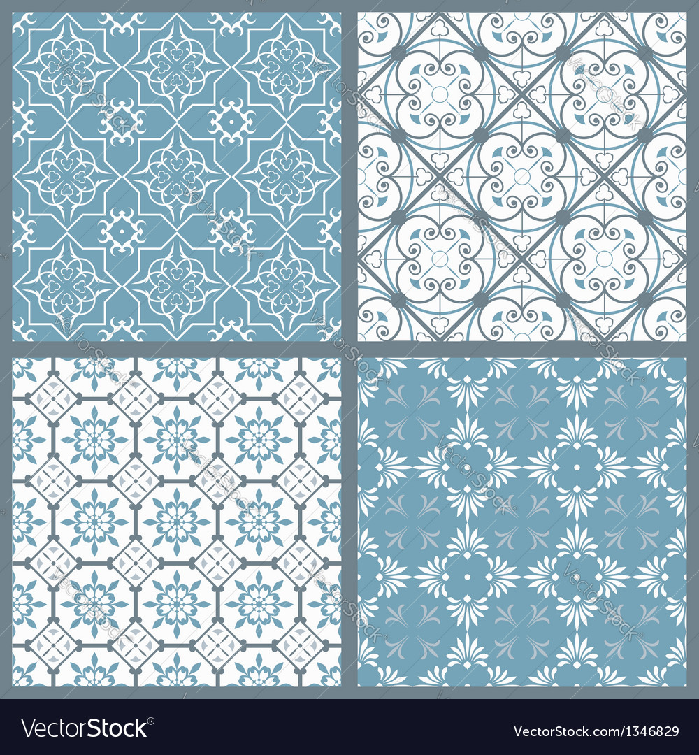 Set of four vintage symmetric seamless Royalty Free Vector