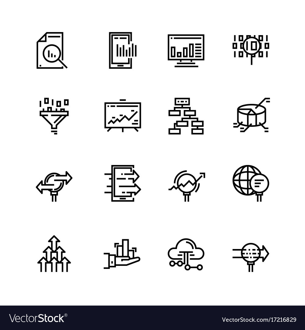 Simple set of data analysis related line Vector Image