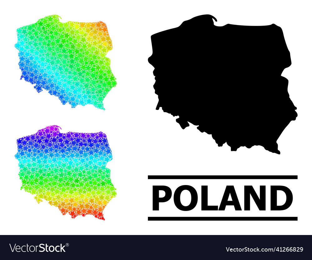 Spectrum gradient starred mosaic map of poland
