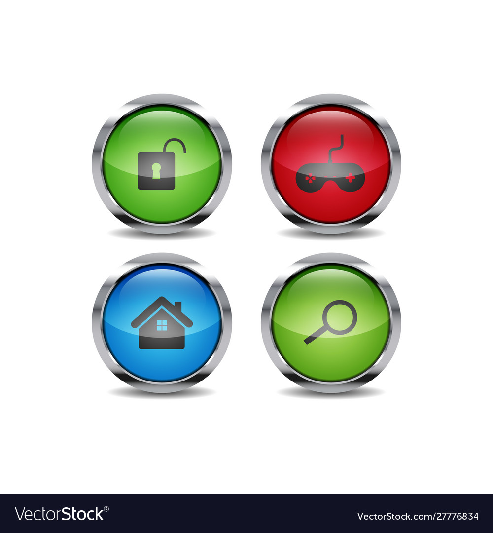 3d shiny ui circle button style icon set design