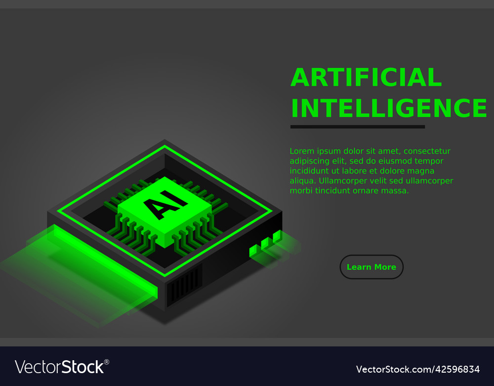 Artificial intelligence ai web banner isometric vector image Artificial intelligence ai web banner isometric
