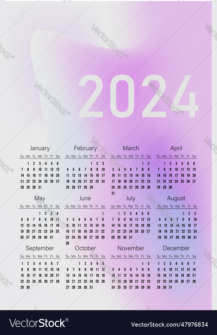 Calendar 2024 template design on abstract Vector Image