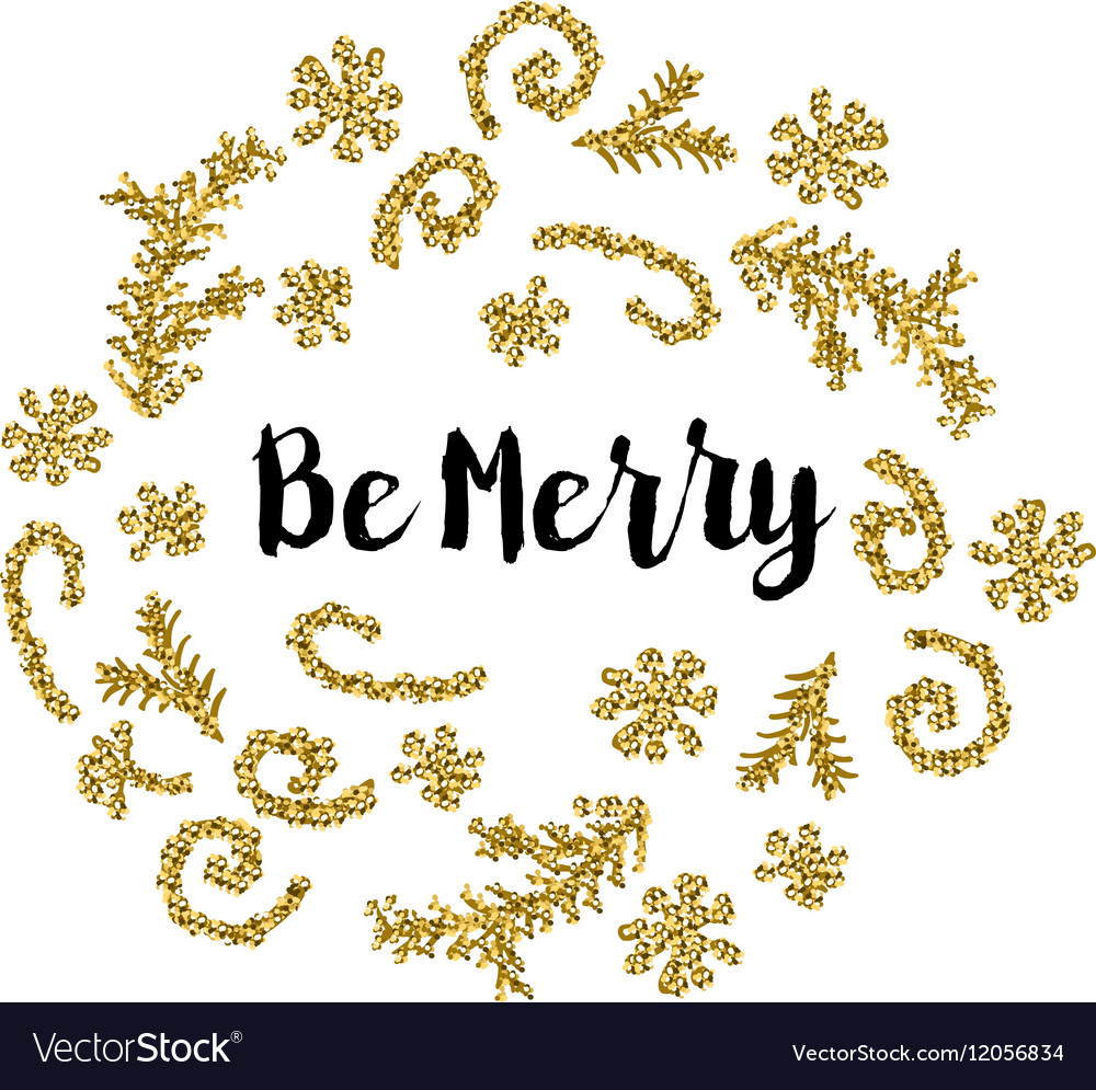 Christmas card on white background with golden