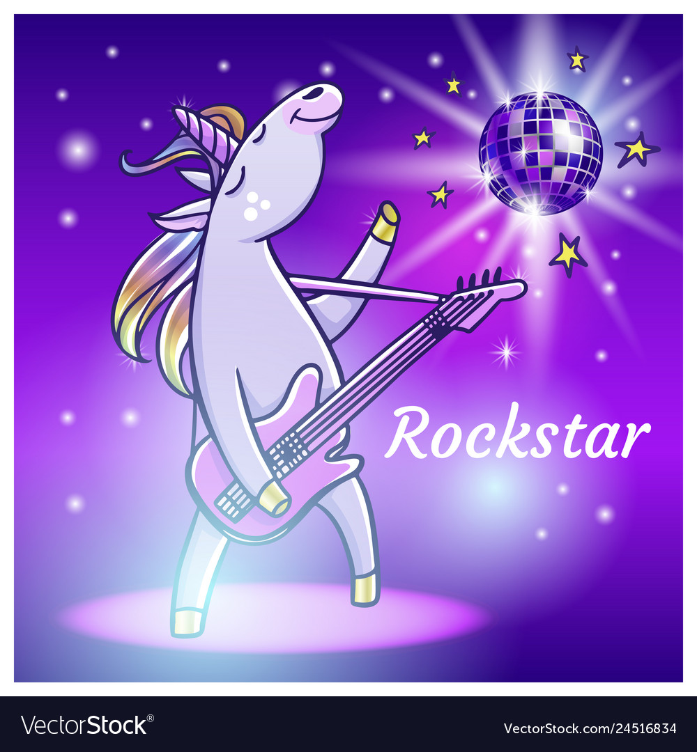 Cute unicorn playing guitar