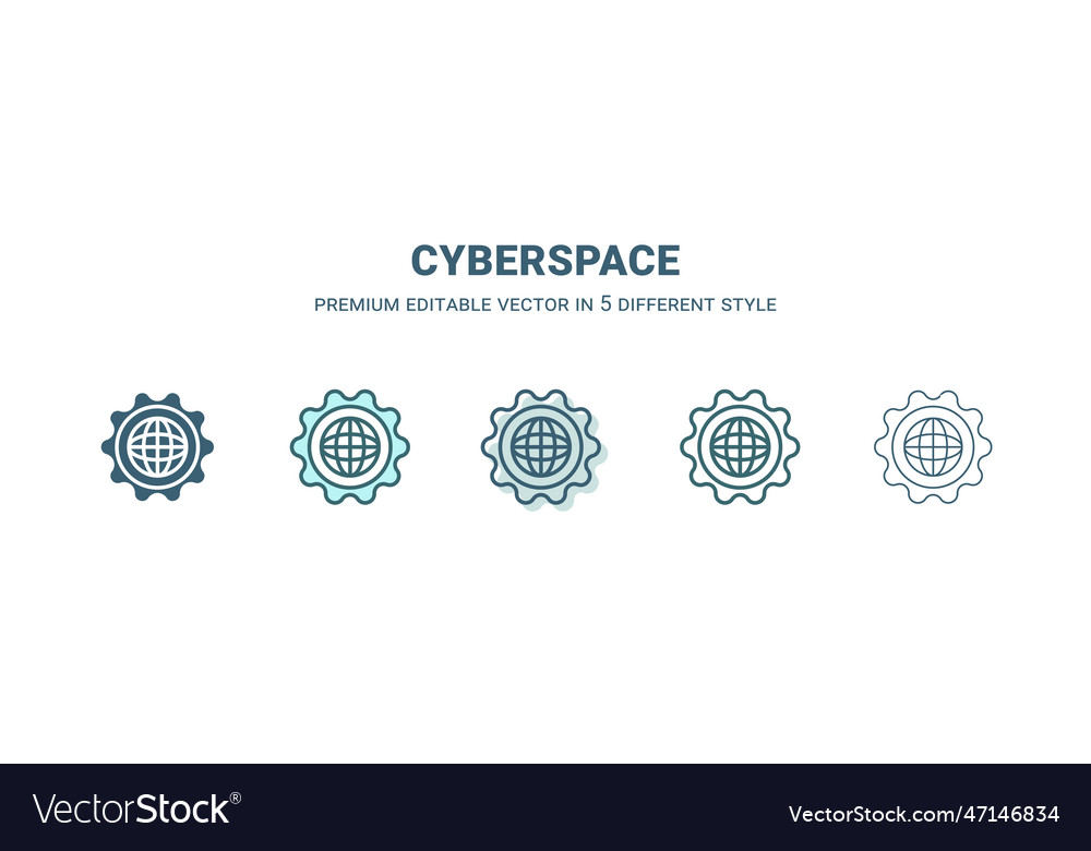 Cyberspace icon in 5 different style outline vector image Cyberspace icon in 5 different style outline