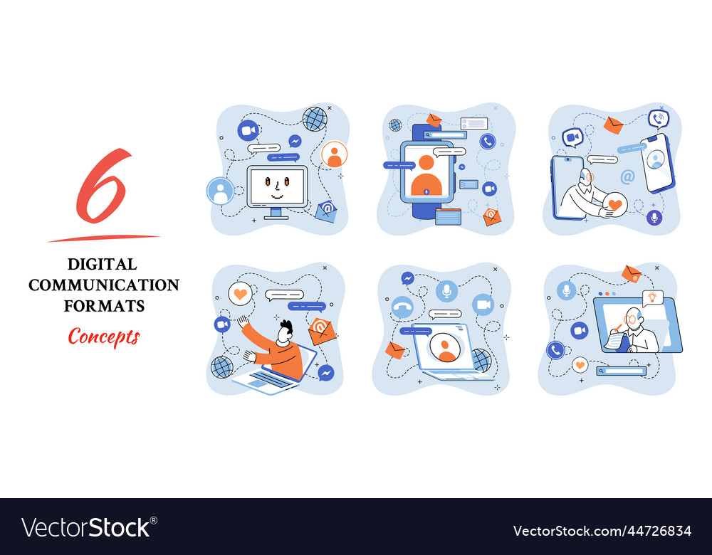 Digital communication formats metaphor content vector image Digital communication formats metaphor content
