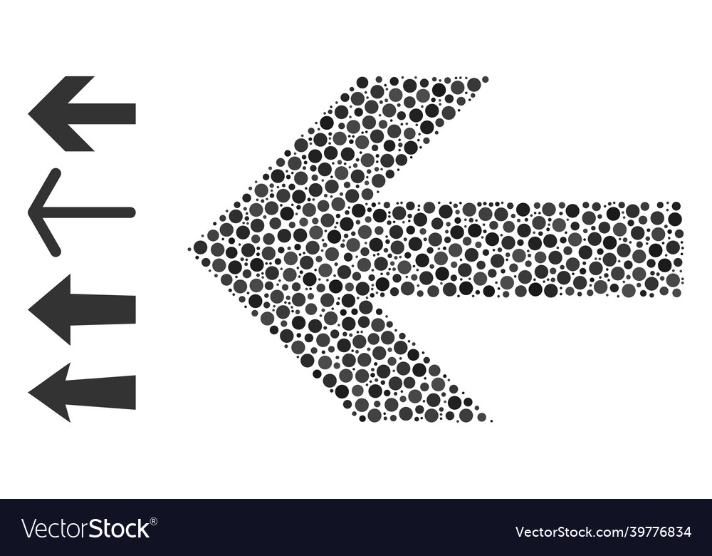Dotted arrow left mosaic of circles with similar vector image Dotted arrow left mosaic of circles with similar
