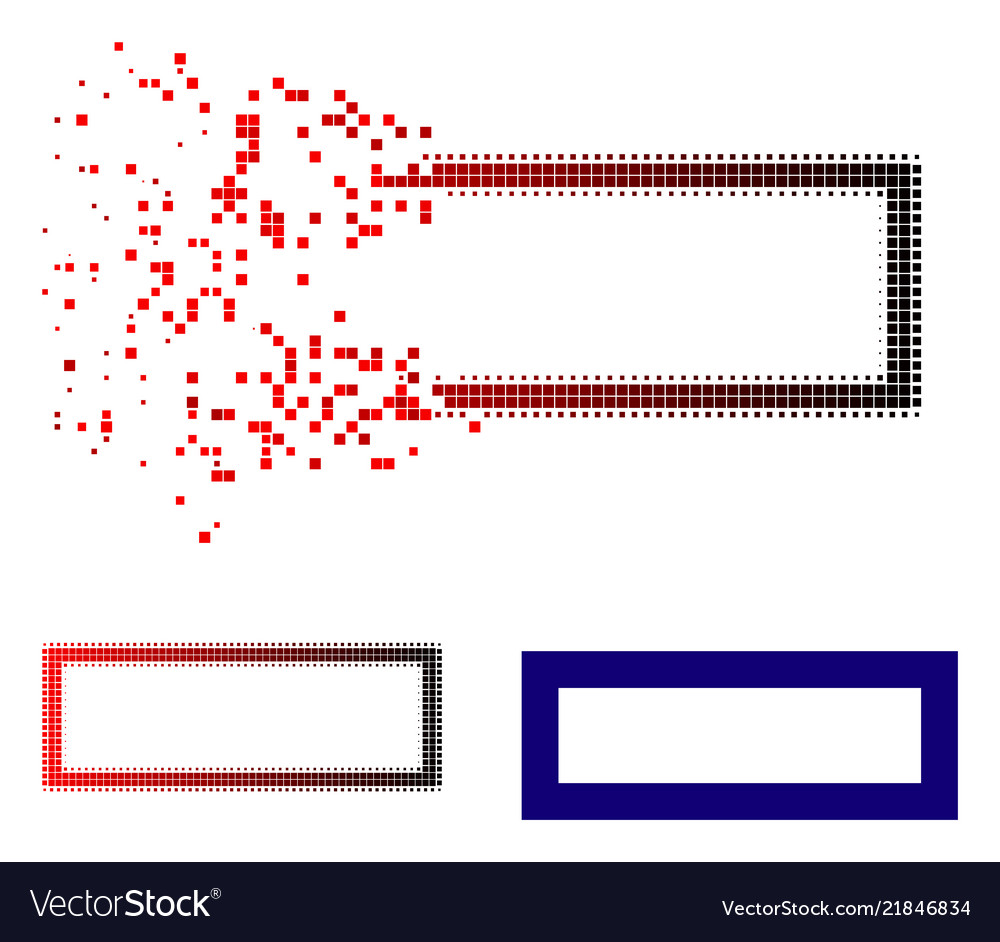 Fragmented pixel halftone rectangle frame icon vector image Fragmented pixel halftone rectangle frame icon