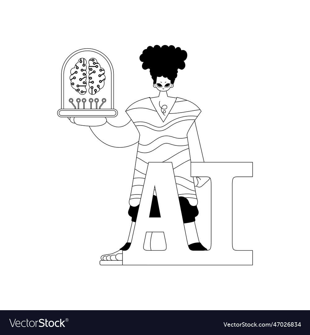 He has a linear based ai model in his grasp vector image He has a linear based ai model in his grasp