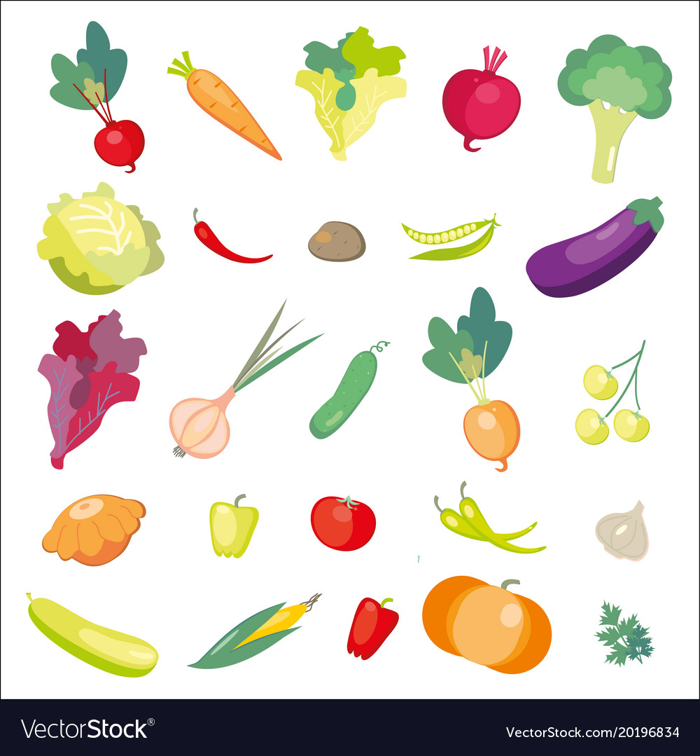 Icons of fresh vegetables Royalty Free Vector Image