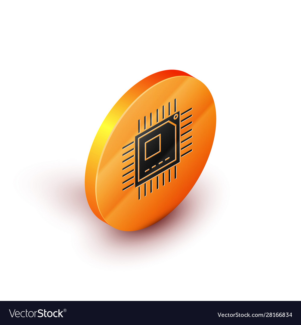 Isometric computer processor with microcircuits vector image Isometric computer processor with microcircuits
