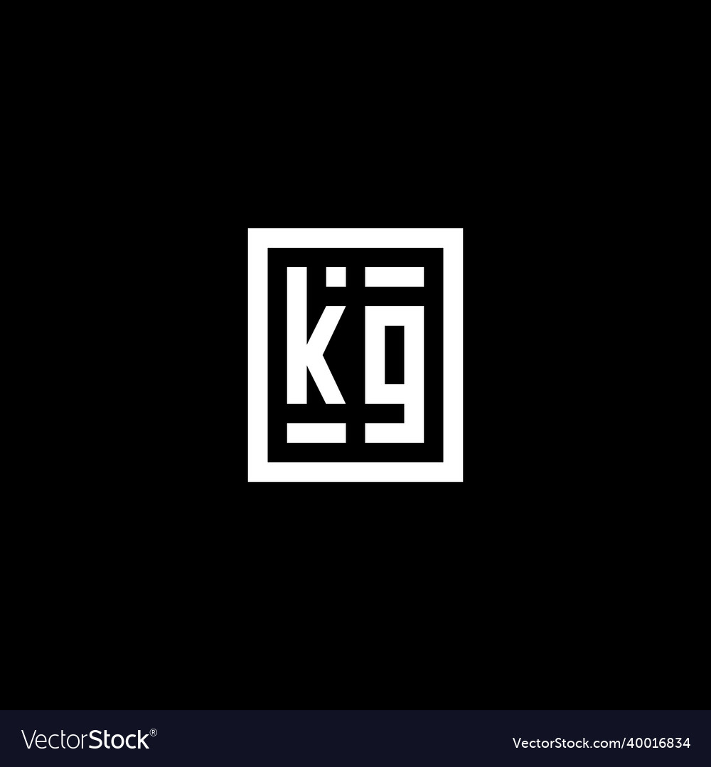 Kg initial logo with square rectangular shape Vector Image Kg initial logo with square rectangular shape