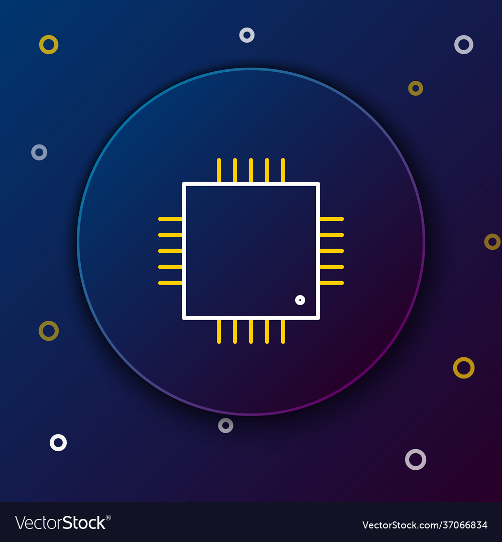 Line computer processor with microcircuits cpu vector image Line computer processor with microcircuits cpu