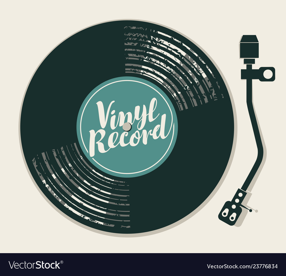 Music poster with vinyl record and player Vector Image