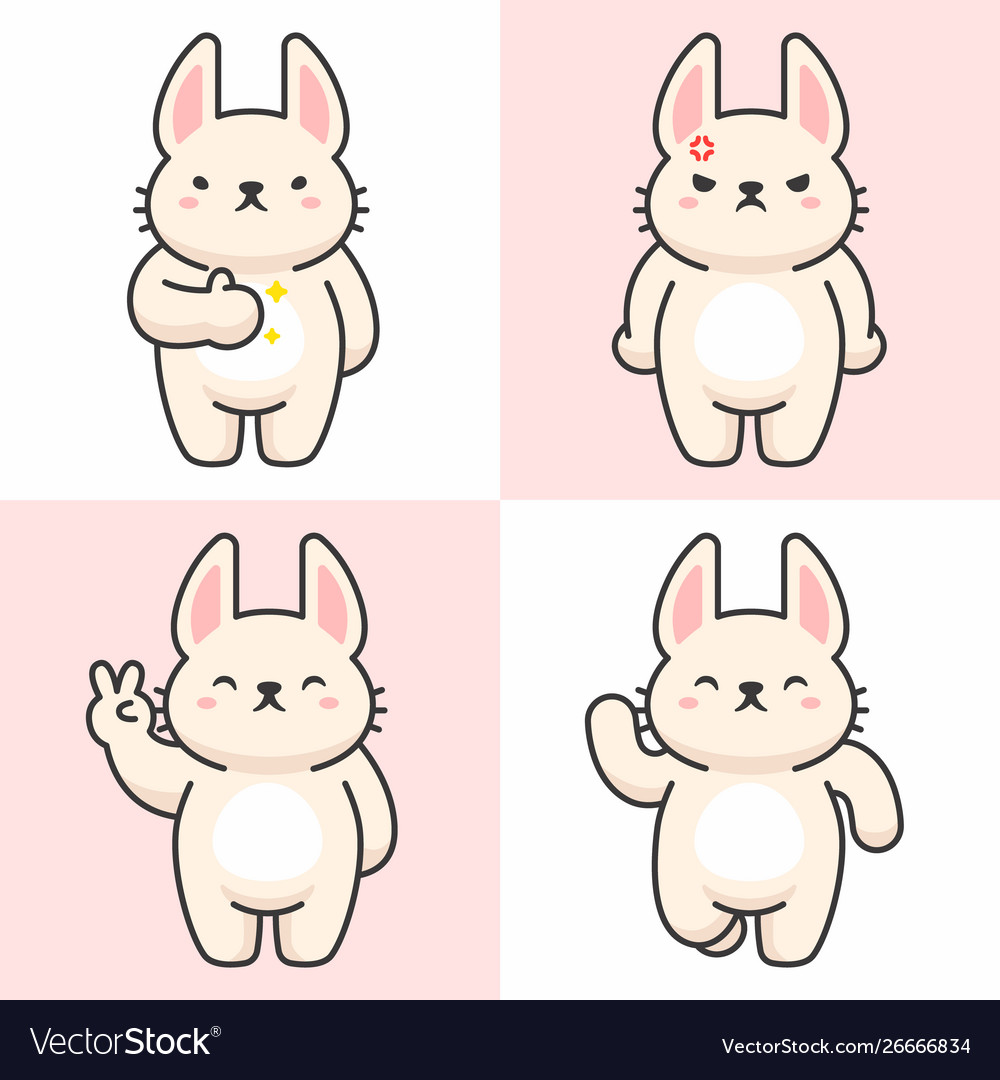 Set cute rabbit characters