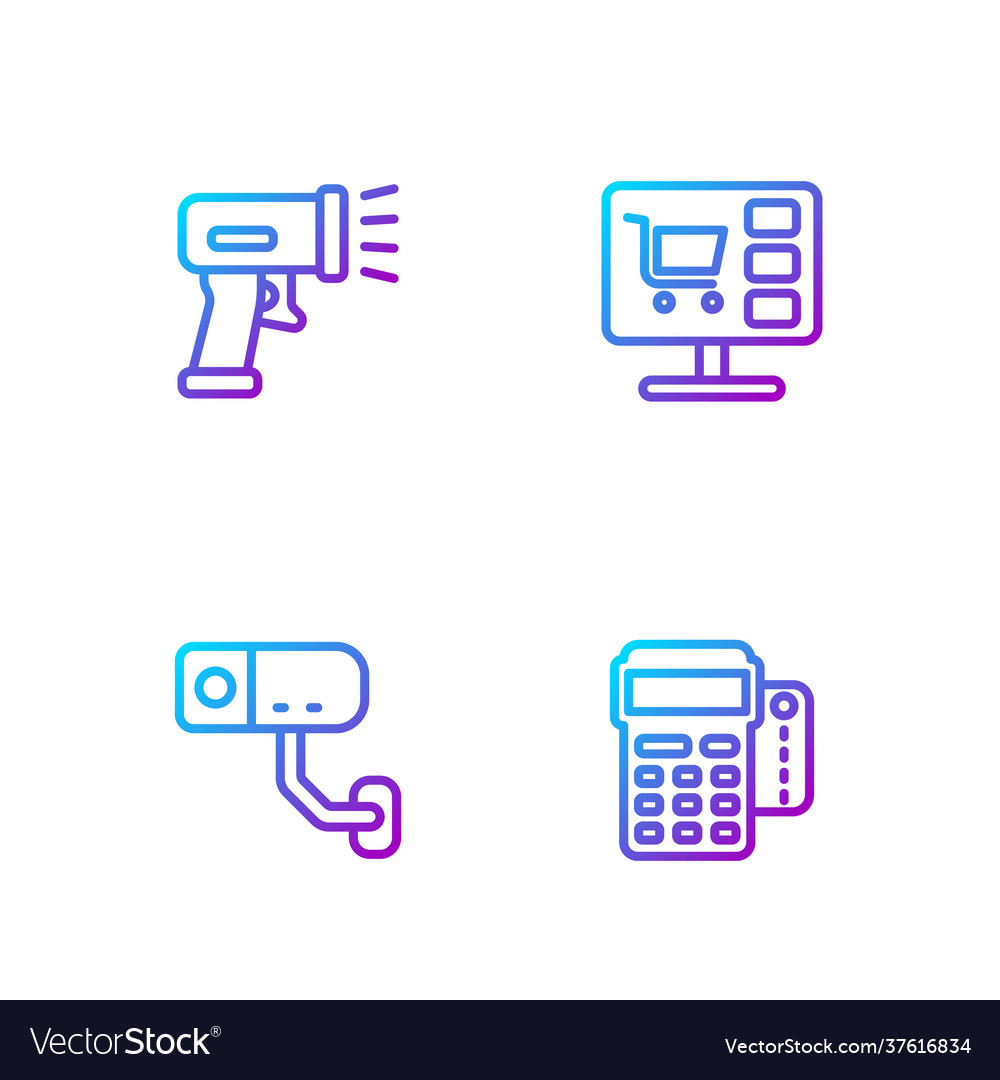 Set line pos terminal with credit card security vector image Set line pos terminal with credit card security