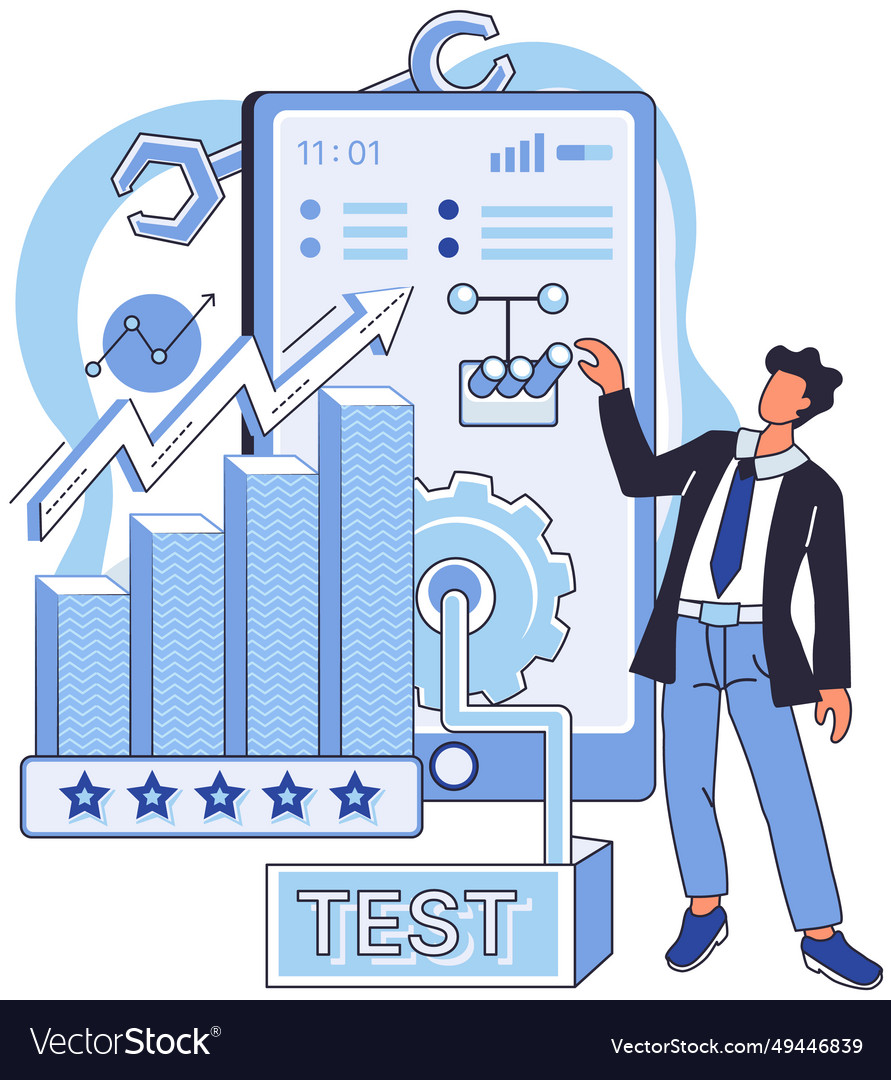 Application testing metaphor app test vector image Application testing metaphor app test