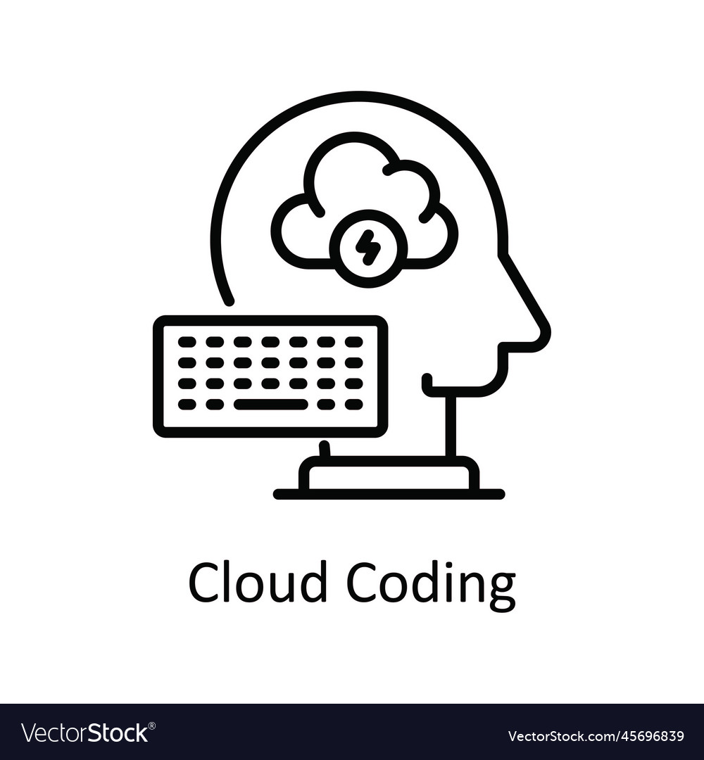 Cloud coding outline icon design