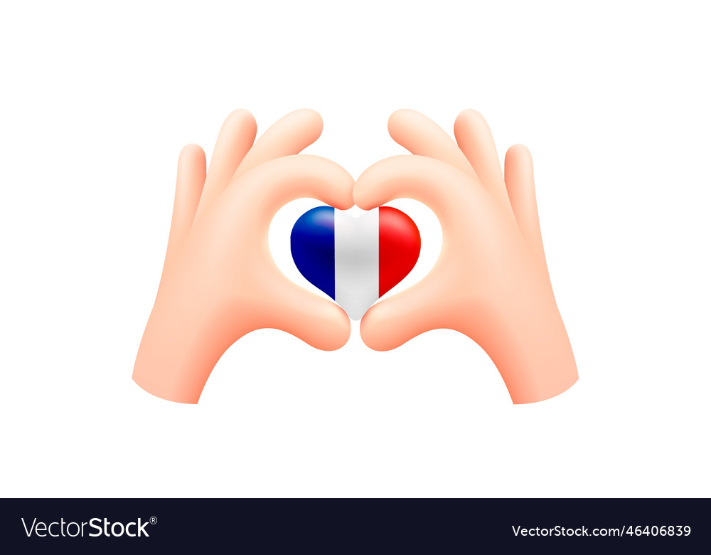 France flag in form of hand heart national