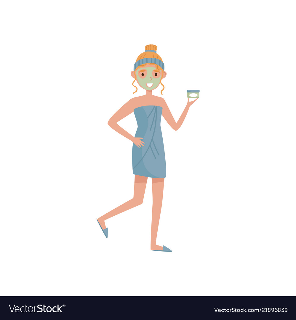 Girl with face mask applied to her beauty vector image Girl with face mask applied to her beauty
