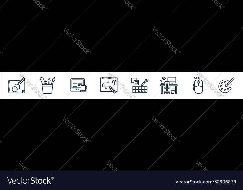 Graphic design line icons linear set quality vector image Graphic design line icons linear set quality