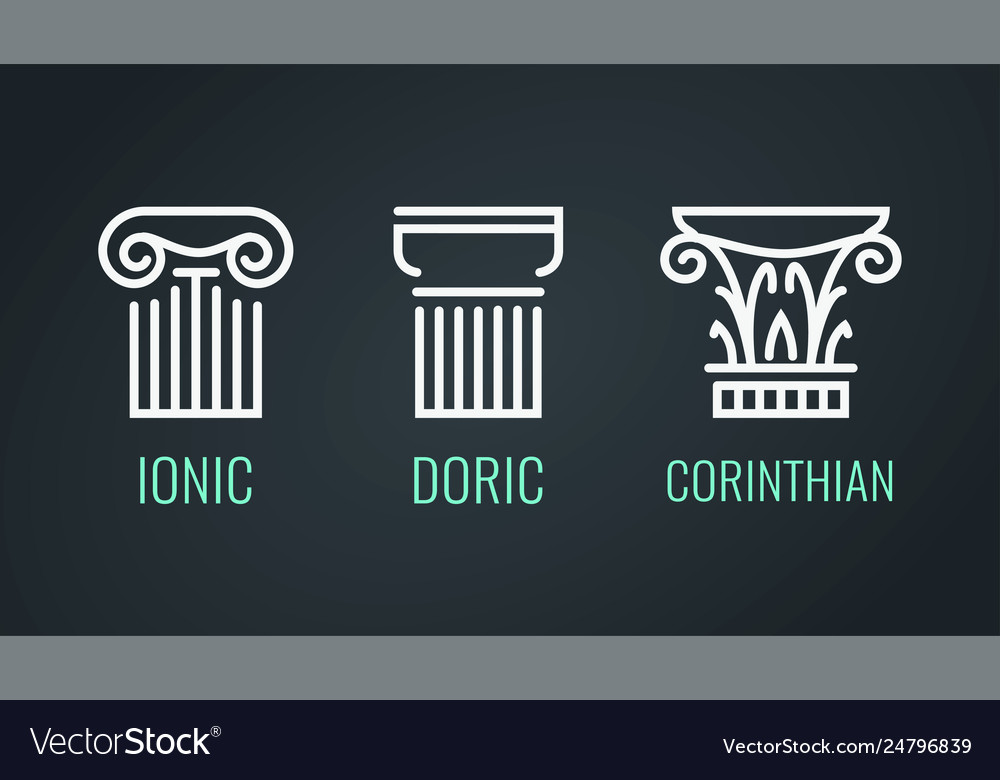 Greek Column Icons - Ionic, Doric, Corinthian
