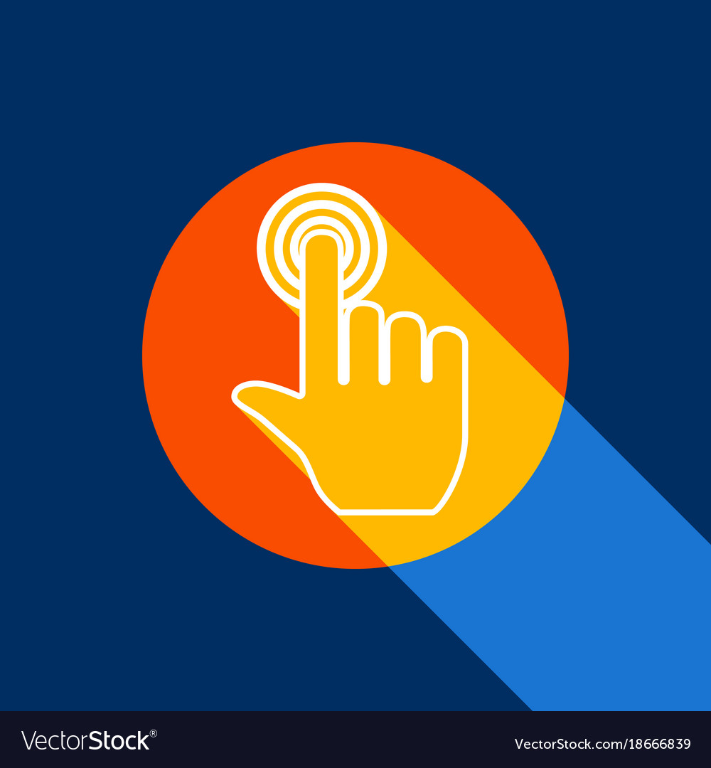 Hand click on button white icon