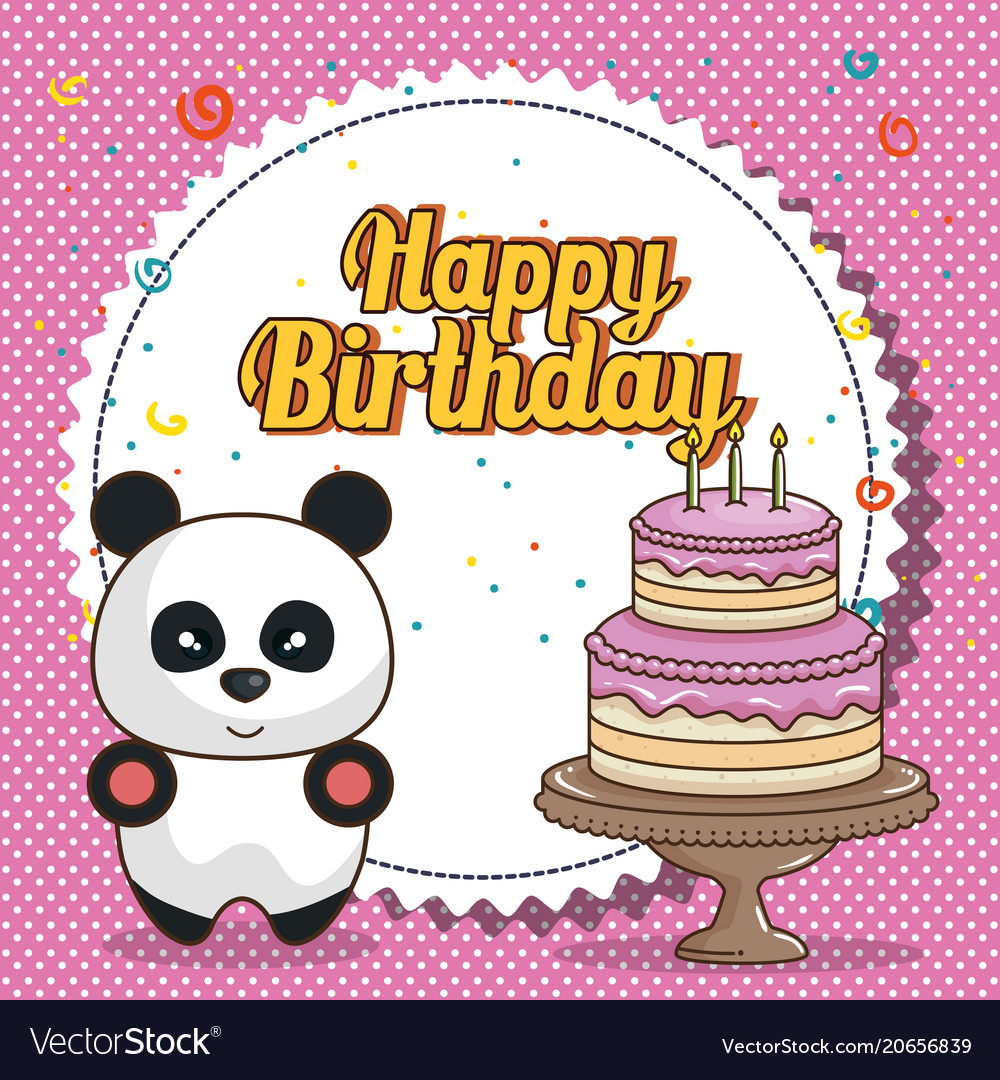 Happy birthday card with bear teddy Royalty Free Vector