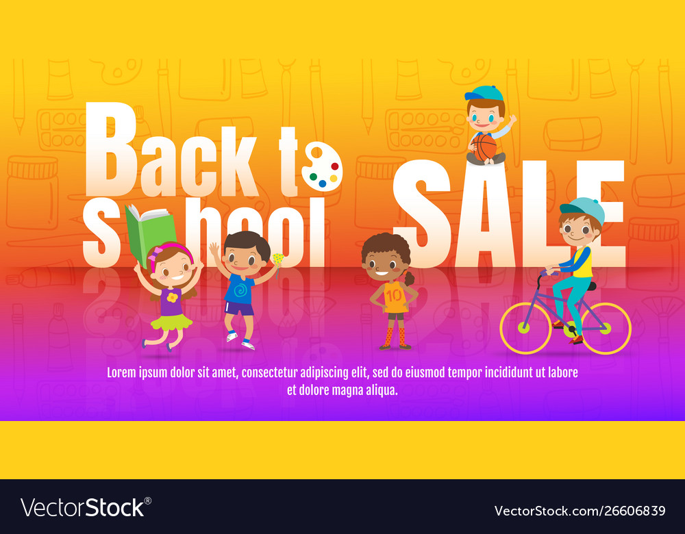 Kids back to school sale promotional children vector image Kids back to school sale promotional children