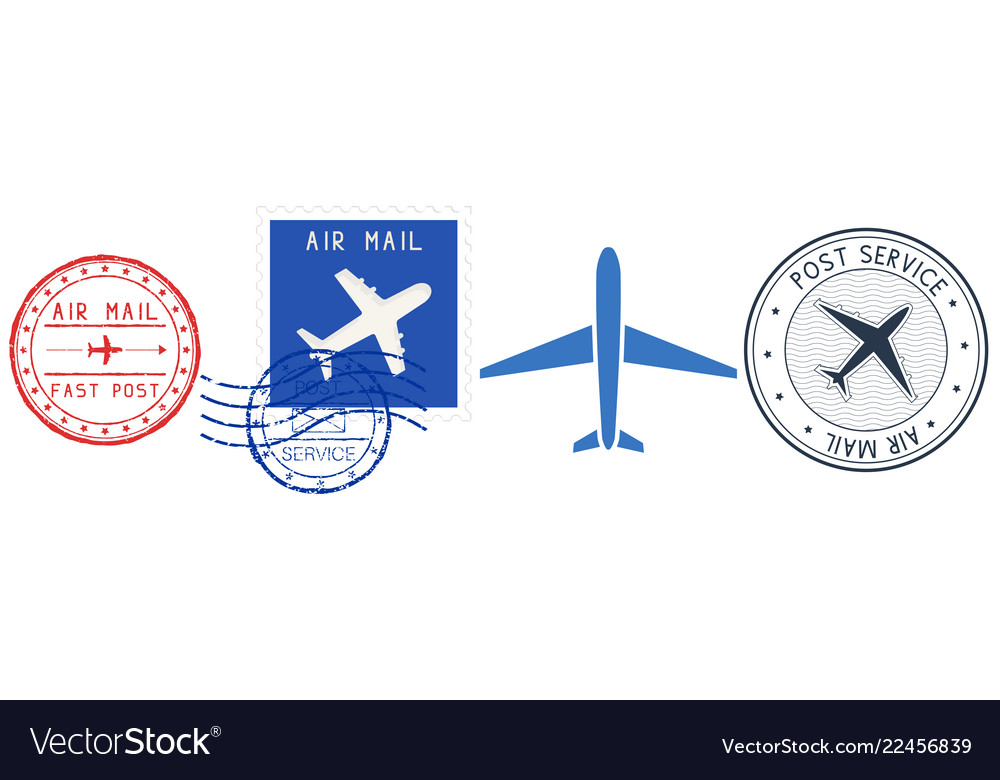 Postmarks colored set postal elements