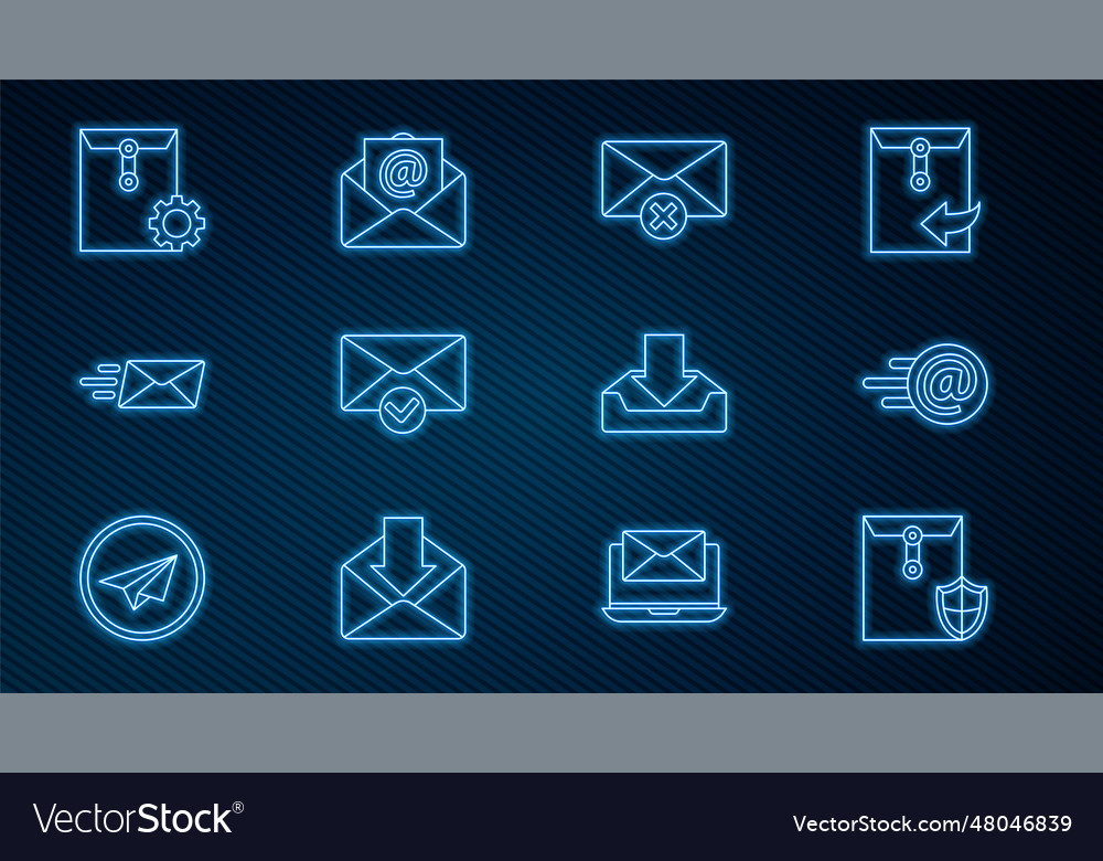 Set line envelope with shield mail and e-mail vector image Set line envelope with shield mail and e-mail