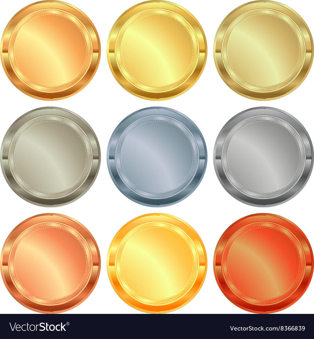 Set of medals from various types metal gold Vector Image