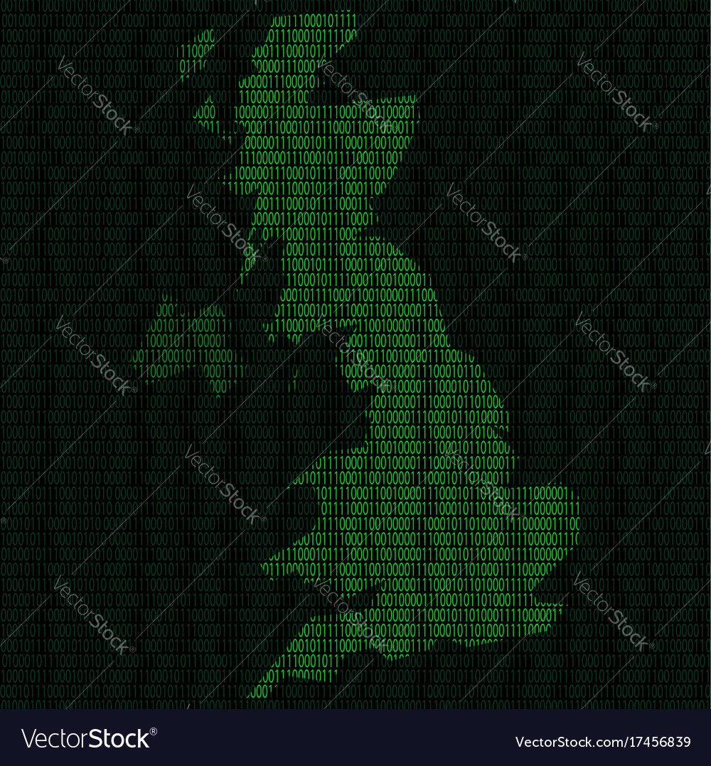 Silhouette of great britain from binary digits