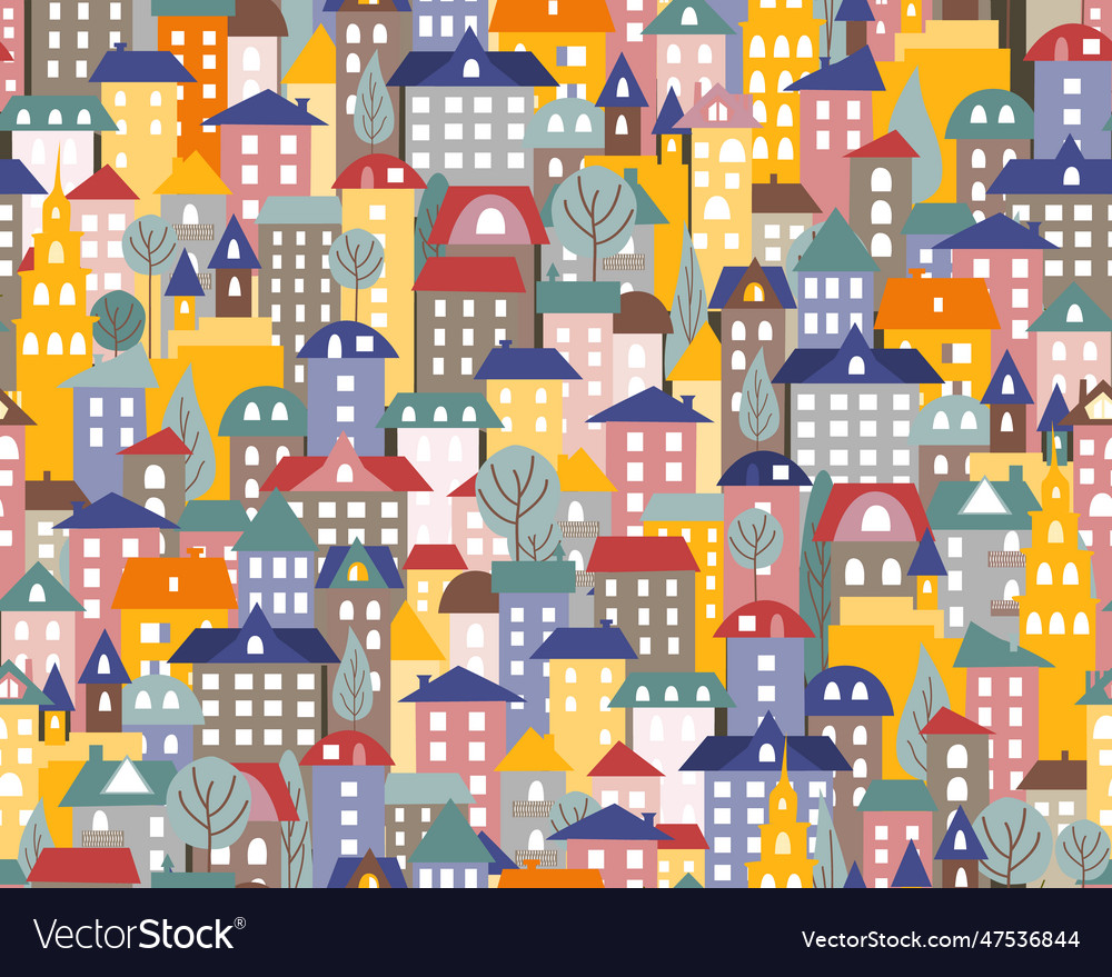 Abstract seamless pattern with houses background