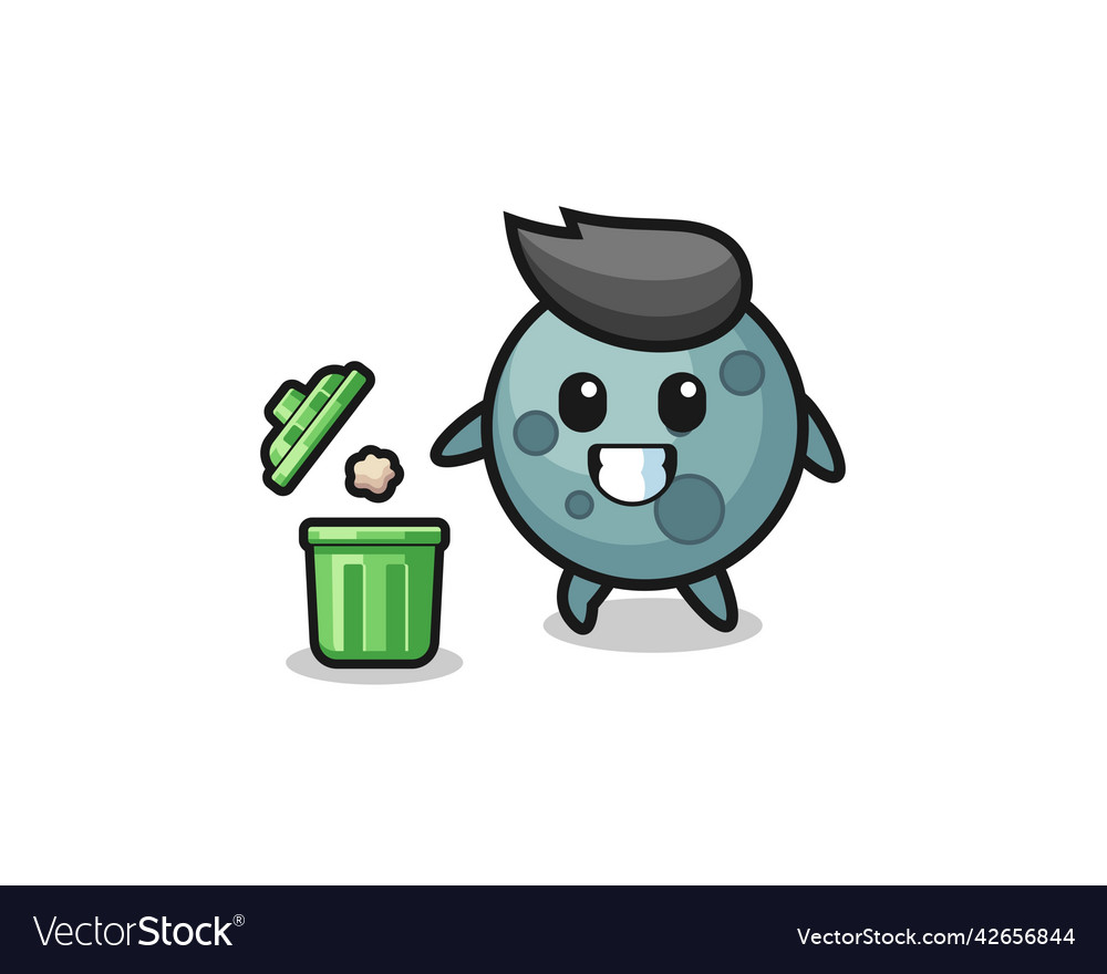 Asteroid throwing garbage in the trash can