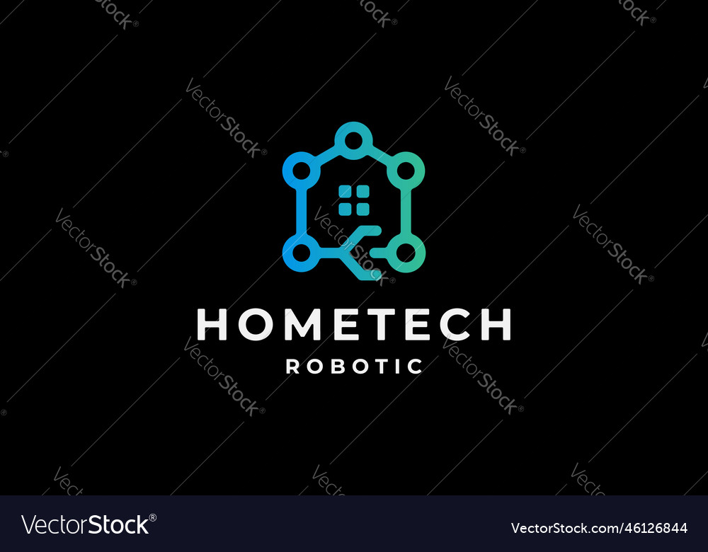 Blue green home technology robotic logo