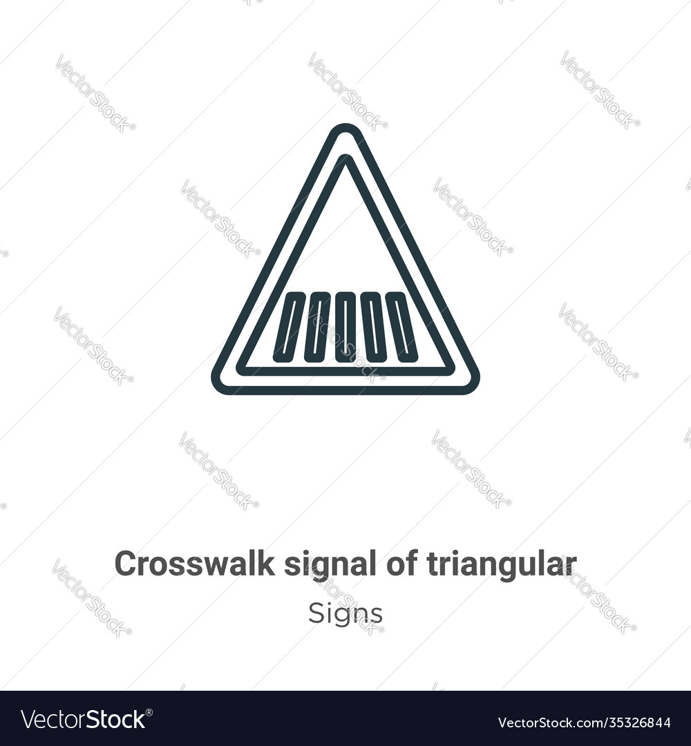 Crosswalk signal triangular outline icon thin