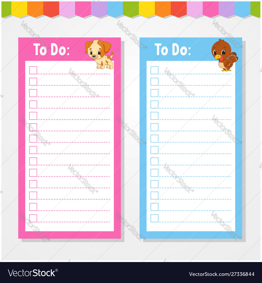 Cute To-Do List for Kids - Pink & Blue