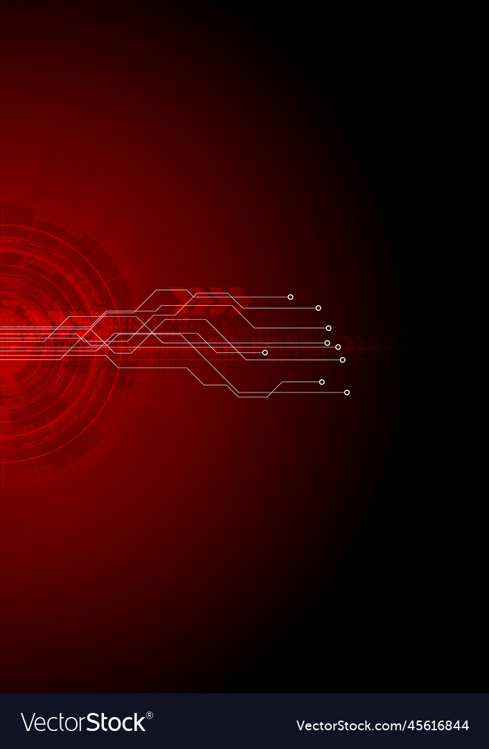 Dark red hi-tech circuit board background vector image Dark red hi-tech circuit board background