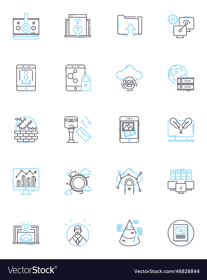 Digital technology linear icons set internet vector image Digital technology linear icons set internet