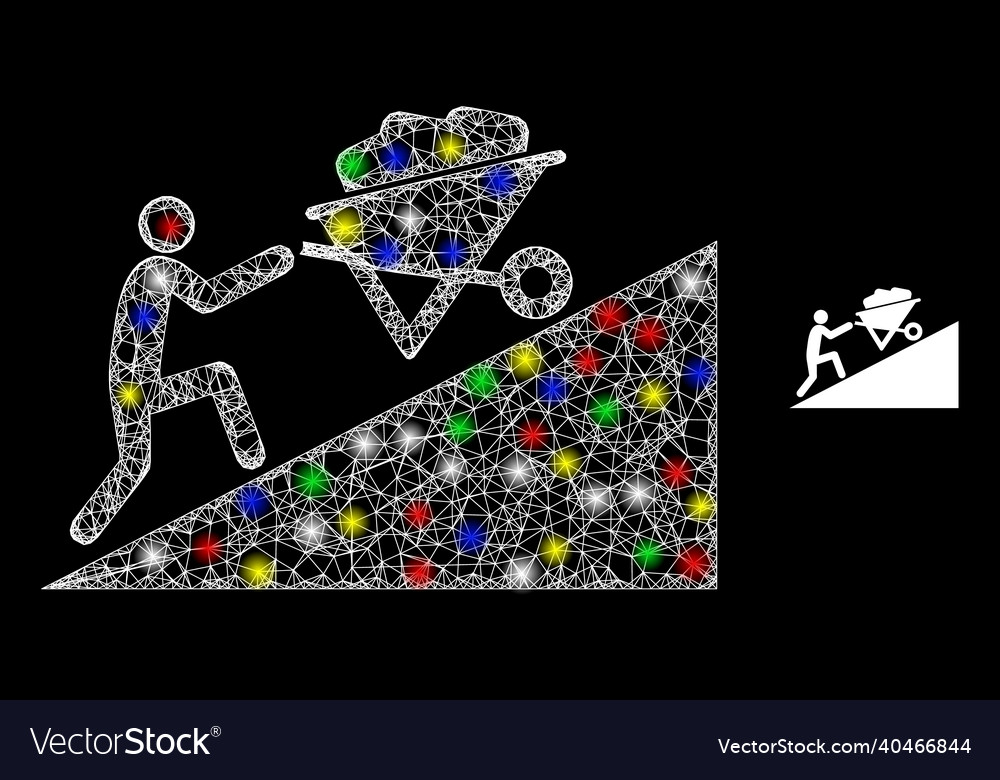 Glitter web network move up wheelbarrow icon vector image Glitter web network move up wheelbarrow icon