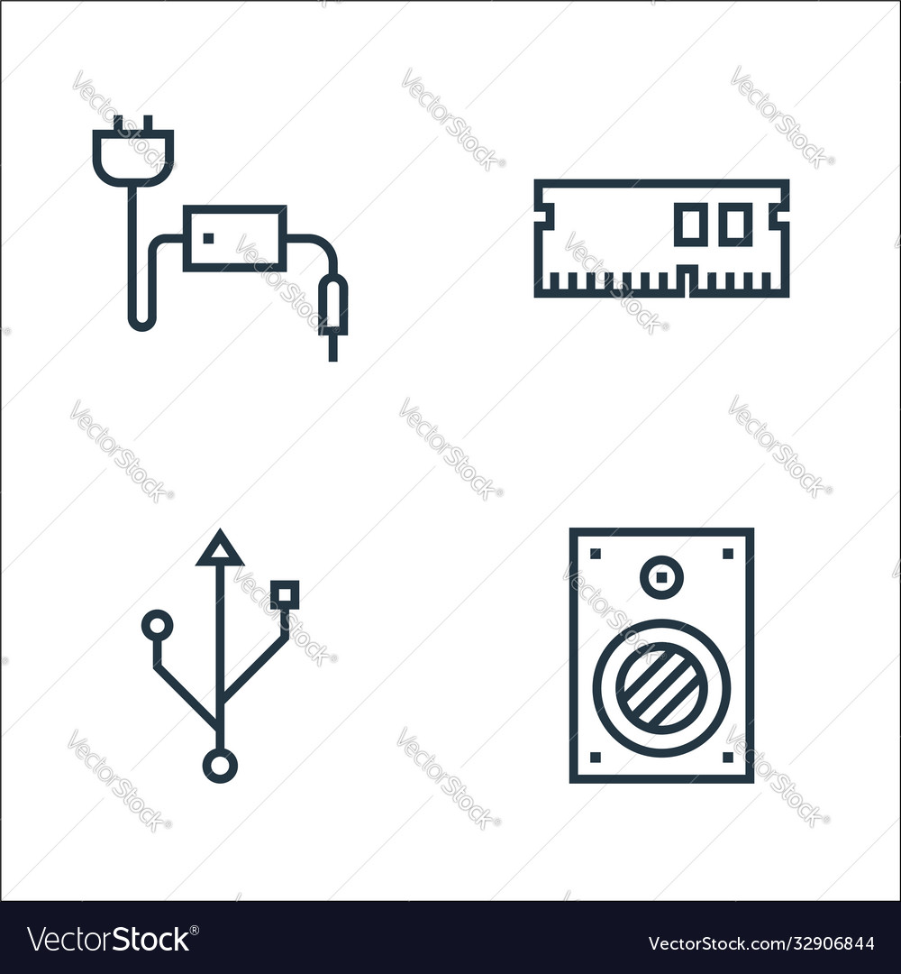 Hardware line icons linear set quality vector image Hardware line icons linear set quality