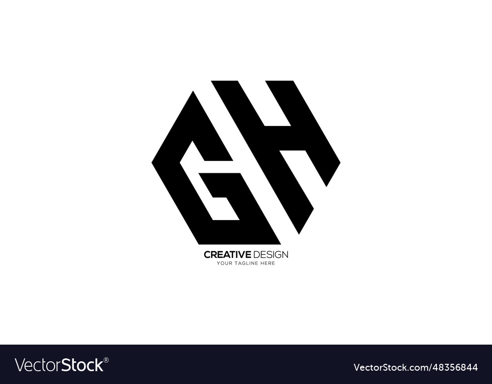Letter gh with modern hexagonal shape abstract