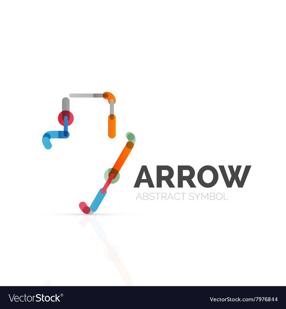 Linear arrow abstract logo connected multicolored vector image Linear arrow abstract logo connected multicolored