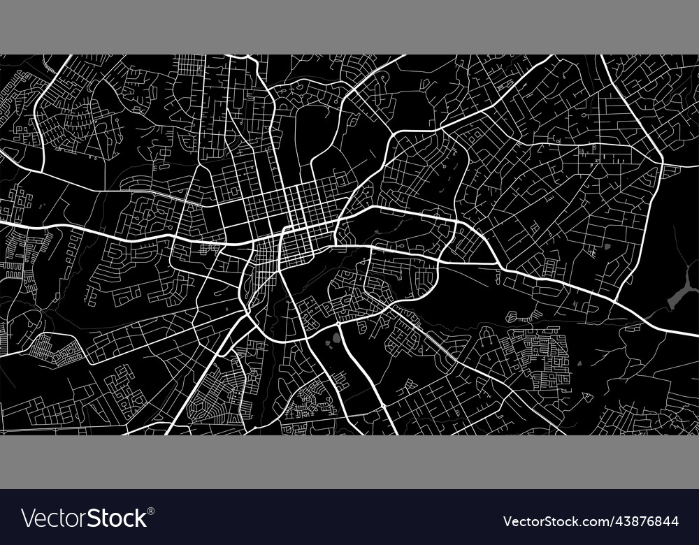 Map of harare city urban grayscale poster road