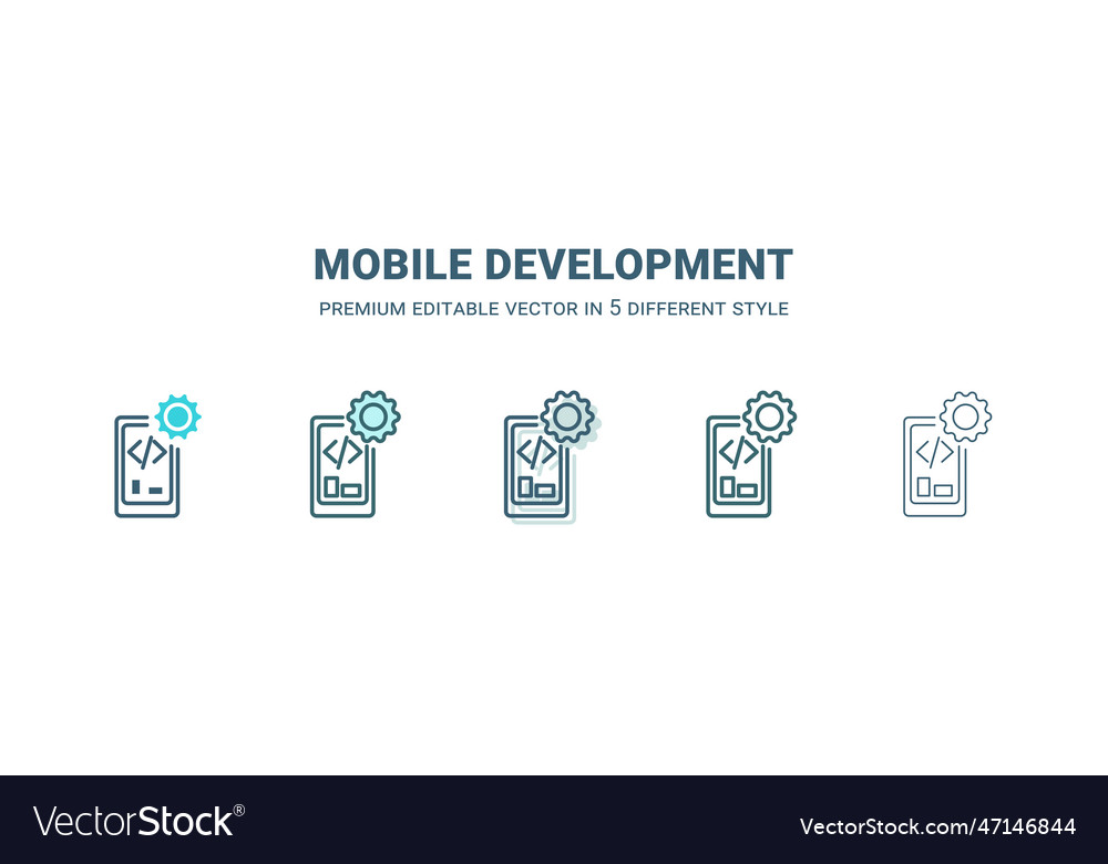 Mobile development icon in 5 different style vector image Mobile development icon in 5 different style