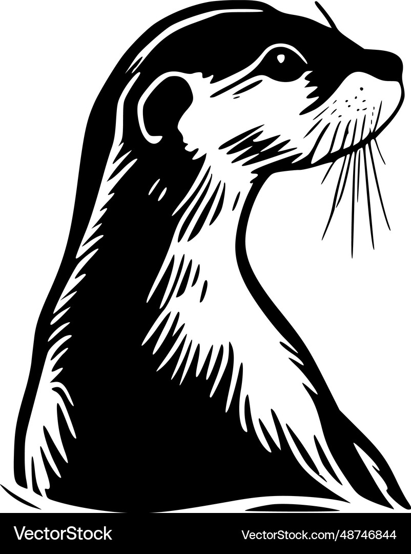 Otter - black and white Royalty Free Vector Image