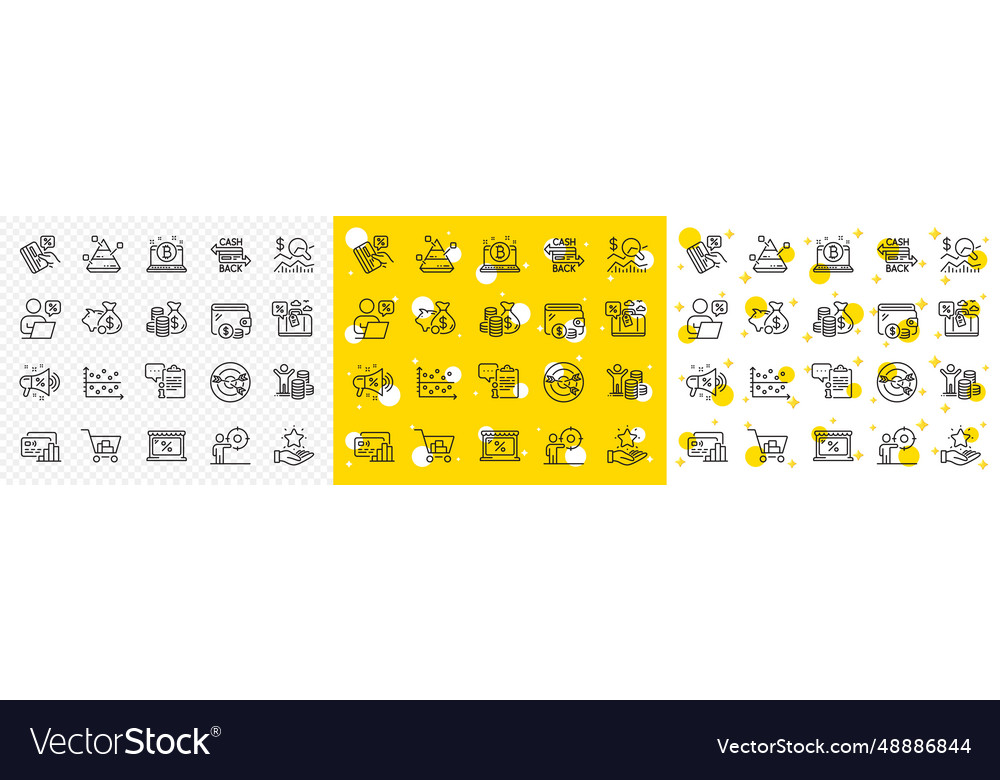 Outline market loyalty program and targeting line vector image Outline market loyalty program and targeting line