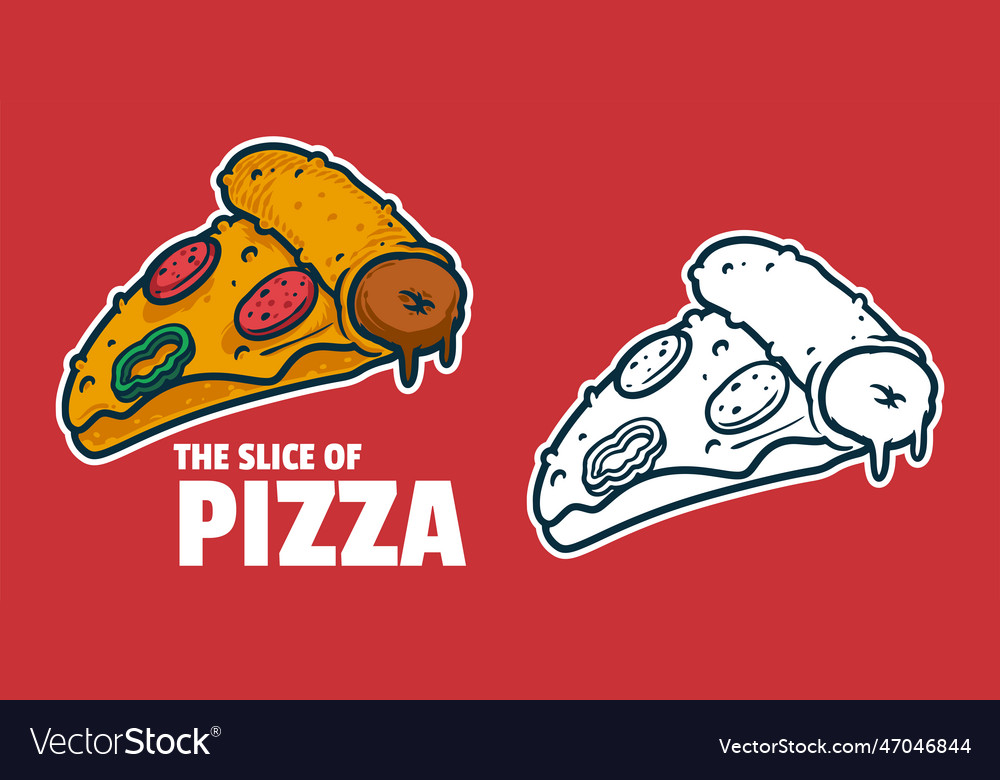 Pizza - drawing black and white colors simple