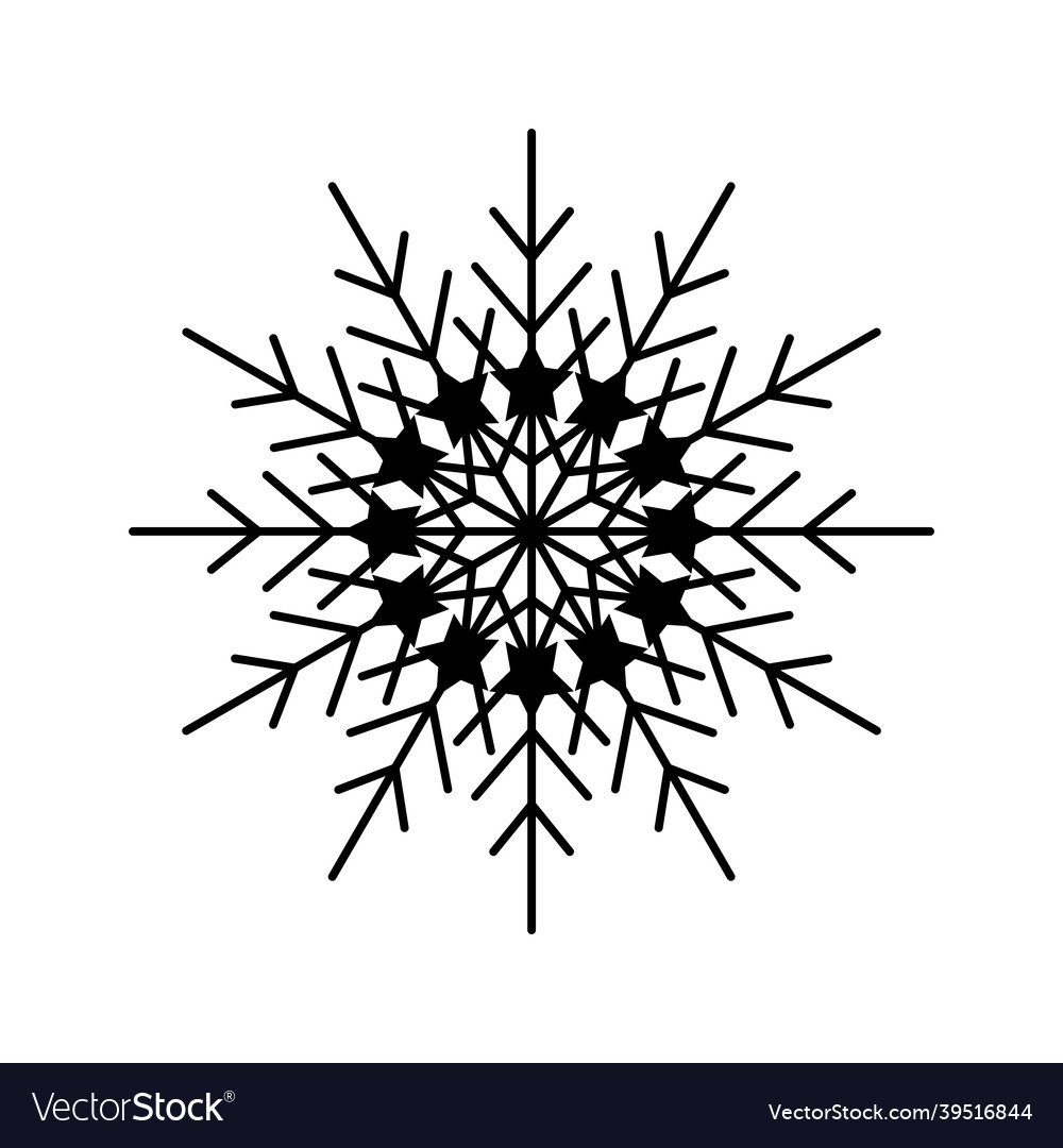 Simple snowflake of black lines Royalty Free Vector Image